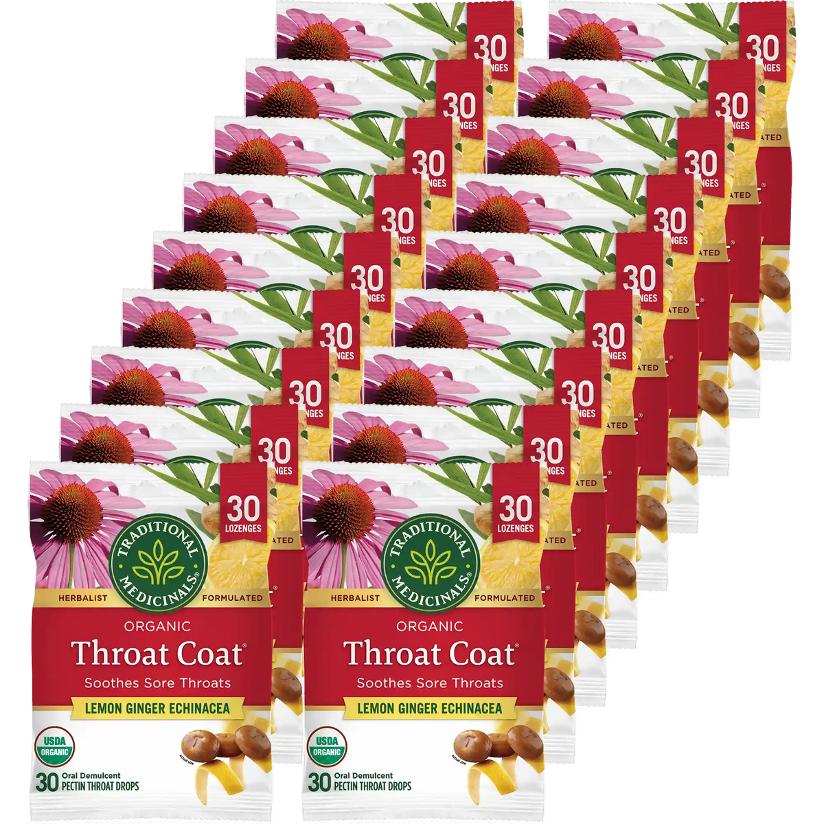 Throat Coat® Lemon Ginger Echinacea Lozenges, 30 ct. (Wholesale)